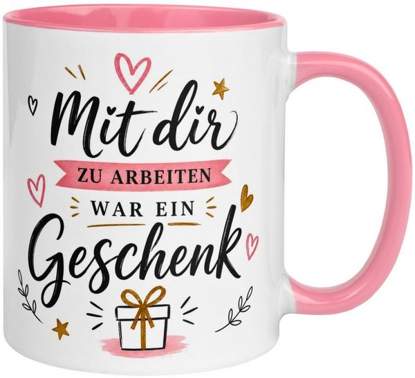 Momentals Tasse Abschiedsgeschenk Kollegin – „Mit dir zu arbeiten war ein Geschenk“, Gratis Versand · Links-&Rechtshänder · Spülmaschinenfest
