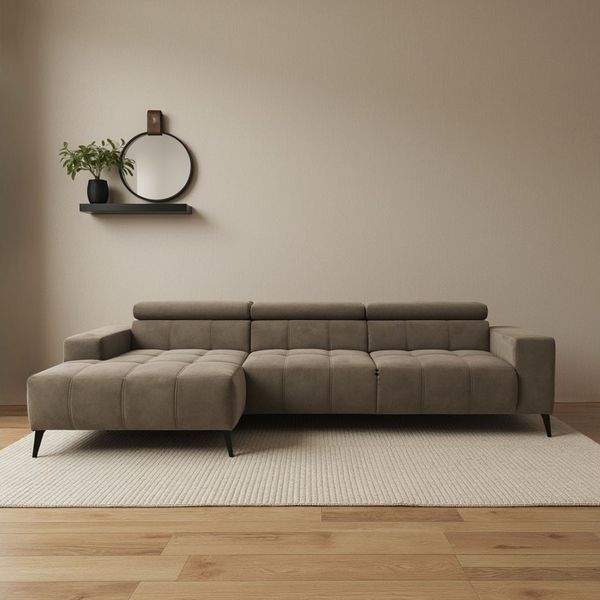 DOMO collection Ecksofa Trento L-Form, mit Kufenfuß oder Einzelfuß, wahlweise mit Kopfteilverstellung, Recamiere links/rechts bestellbar