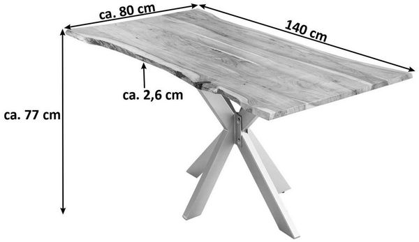 SAM® Baumkantentisch Memphistos, Akazienholz, Baumkante, Metallgestell Spider-Form, bis 3 Meter