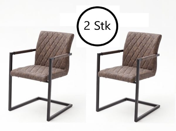 Armlehnstuhl >KANSAS / KIAN< 2er-Set in braun - 54x86x63cm (BxHxT)