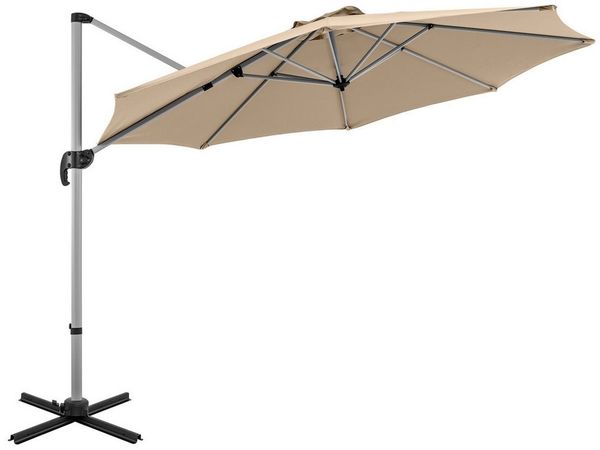 COSTWAY Sonnenschirm, Ø 330 cm, um 360° drehbar, neigbar, UPF 50+