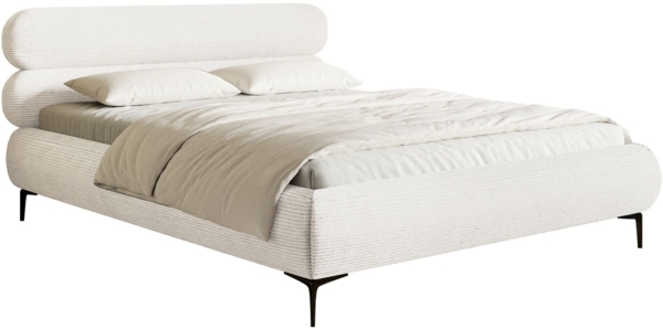 Selsey 'Roule Cord' Polsterbett 140x200 mit Cordstoff und schwarzen Füßen, Creme