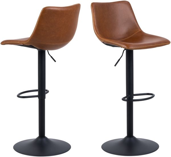 Barhocker >I_Oregon< in cognac, Polyurethan, Stahl - 47x110x51cm (BxHxT)