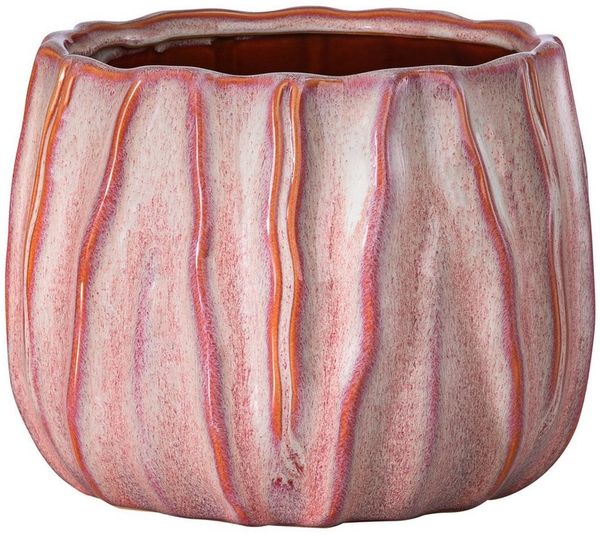Dehner Übertopf Fan, bauchige Form, glasierte Keramik, versch. Farben, stilvoller Indoor Blumentopf in auffälligem Design