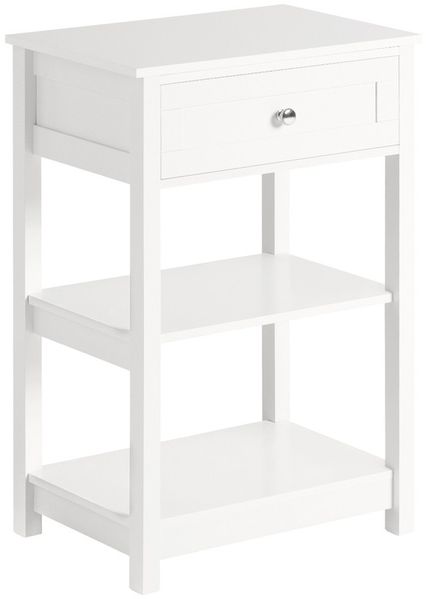 SoBuy FBT46-W Nachttisch, MDF, Lackiert, Weiß, 45 x 68 x 30 cm
