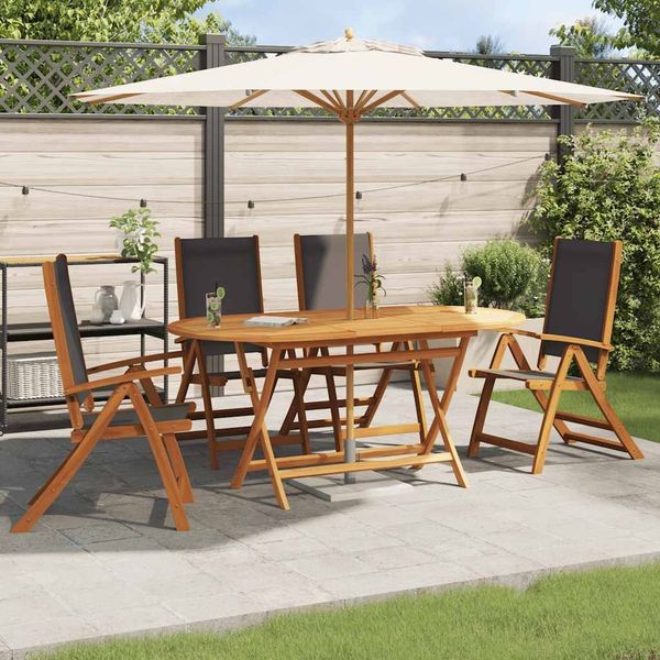 vidaXL Gartenstühle 4 Stk. Klappbar Massivholz Akazie und Textilene 3120454