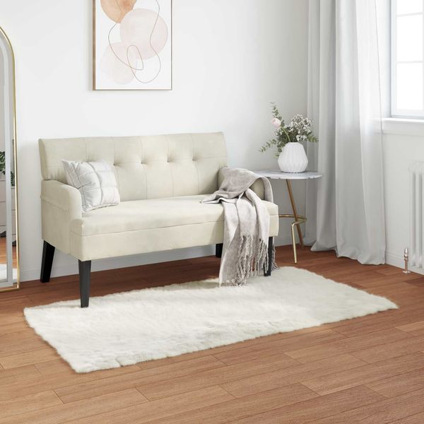vidaXL Teppich aus Kunstschaffell TAFALLA Weiß 60 x 110 cm Polyester 42021455