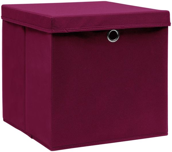 Aufbewahrungsboxen, faltbarer Korb mit Deckeln 10 Stk. Dunkelrot 32x32x32cm