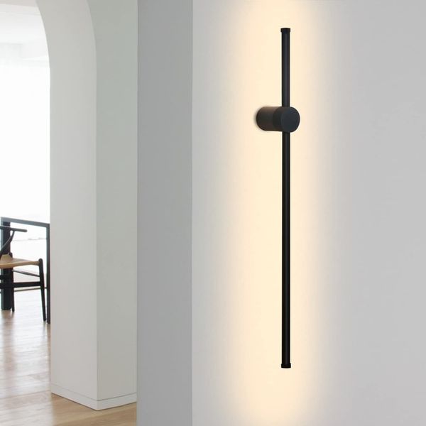 ZMH LED Wandleuchte Innen Wandlampe - 60CM Schwarz Modern Flurlampe Design Treppenhauslampe 3000K Warmweiß Küchenlampe Indirekt Wandbeleuchtung für Wohnzimmer Schlafzimmer Flur Treppenhaus Bett Küche