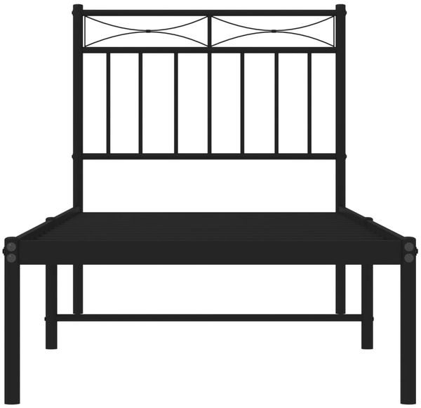 vidaXL Bettgestell mit Kopfteil, Metall, Schwarz, 75x190 cm Bild 5