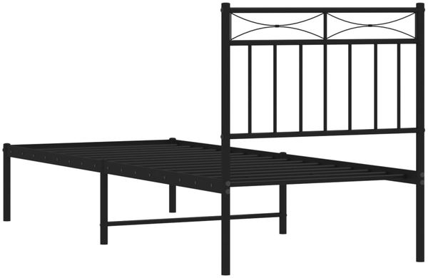 vidaXL Bettgestell mit Kopfteil, Metall, Schwarz, 75x190 cm Bild 7