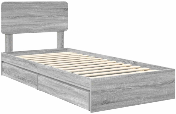 vidaXL Aufbewahrungsbett Graues Sonoma 75x190 cm Holzwerkstoff 3412330 Bild 3