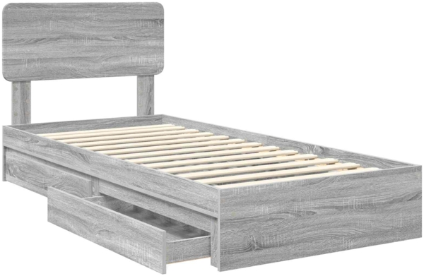vidaXL Aufbewahrungsbett Graues Sonoma 75x190 cm Holzwerkstoff 3412330 Bild 4