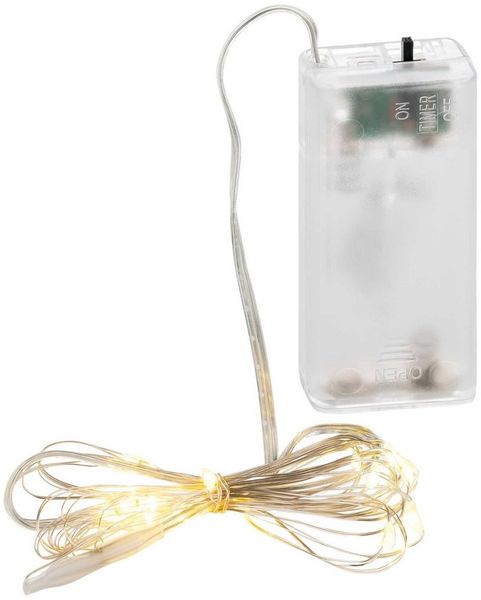 CEPEWA LED-Lichterkette, Batterie 6/18h Timer Draht 20 LED 1,9m