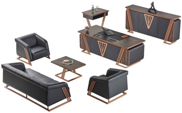 JVmoebel Büromöbel-Set Büroeinrichtung mit Schreibtisch, Sideboards und Sofa in Holzoptik, (Sideboard), Made in Europa