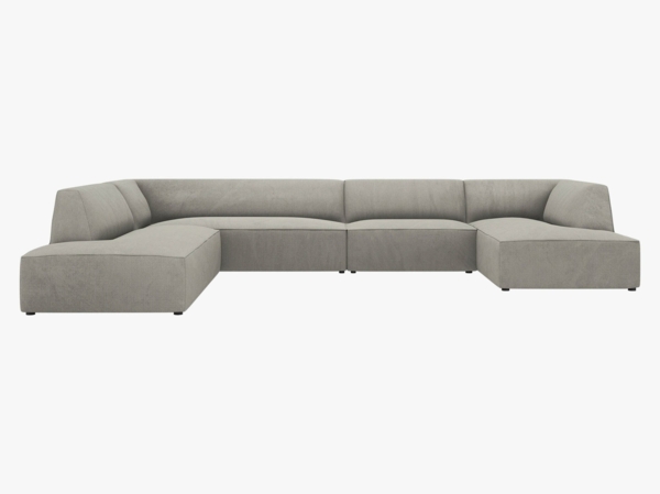 Micadoni Panorama-Ecksofa Ruby 7-Sitzer Links Kord Scala Hellgrau
