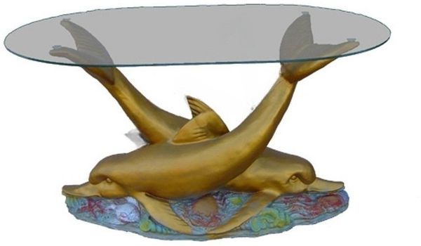 JVmoebel Couchtisch Glastisch mit Delfin-Design für das Wohnzimmer, Made in Europa
