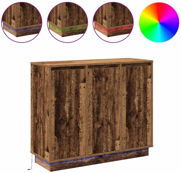 vidaXL LED-Sideboard Altholz 90 x 32 x 75 cm Holzwerkstoff 869680