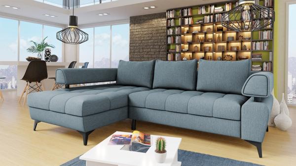 Mirjan24 'Nosecone' Ecksofa, Webstoff, 90 x 188 x 267 cm, Blau, Links