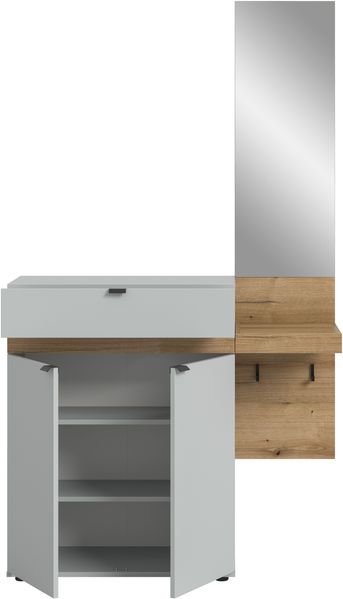 Garderobenkombination B/H/T: 110x194x37 cm in grau Nachbildung und Evoke Oak Nachbildung Bild 3