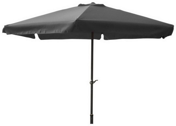 XL Alu Sonnenschirm Ø 3m Kurbelschirm Gartenschirm Marktschirm Krempe steingrau Bild 2