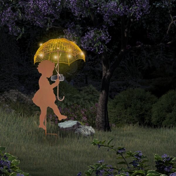 abc HOME LED Gartenleuchte Mädchen, Junge mit Regenschirm, LEDs, Solarpanel, Lichtsensor, Zwei Varianten: Junge und Mädchen