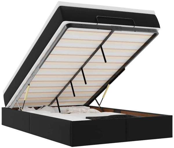 vidaXL Ottoman-Bett mit Matratze Schwarz 120x190 cm Kunstleder 3311026