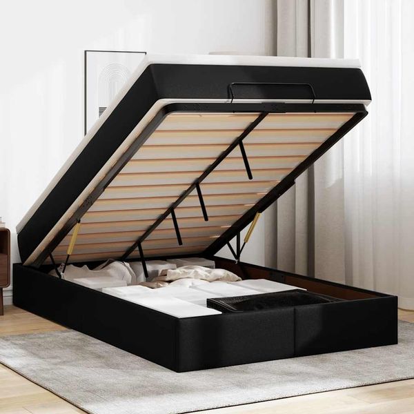vidaXL Ottoman-Bett mit Matratze Schwarz 120x190 cm Kunstleder 3311026
