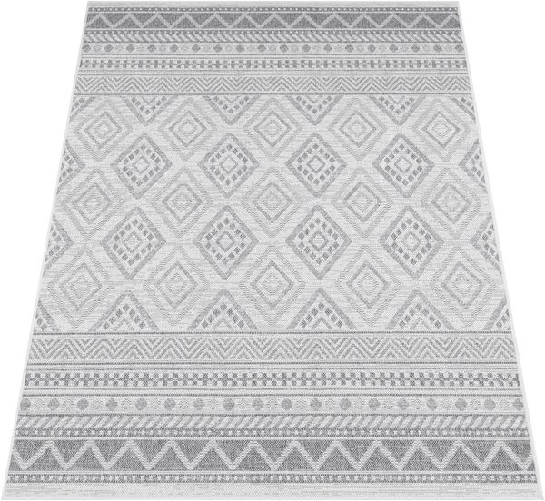 Paco Home In-& Outdoor Teppich Balkon Terrasse Küchenteppich Modernes Boho Ethno Muster, Grösse:300x400 cm, Farbe:Grau 2