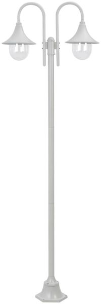 vidaXL Garten-Pollerleuchte E27 220 cm Aluminium 2-Laterne Weiß 44208