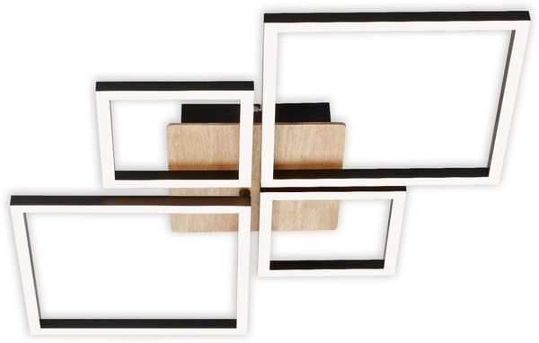 BRILONER Leuchten - LED Deckenleuchte schwenkbar, Deckenlampe dimmbar, 48 Watt, 4. 000 Lumen, 3. 000 Kelvin, Schwarz-Holz, 750 x 470 x 73 mm (LxBxH) 3128-014