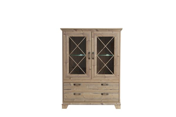 Hochschrank >Nepal< Fichte Dekor und Klarglas - 120,3x161,2x45cm (BxHxT)