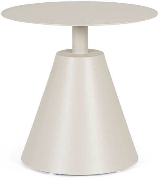Couchtisch Lahoa aus Aluminium, rundes Design, modern, Farbe Sandshell, pflegeleicht