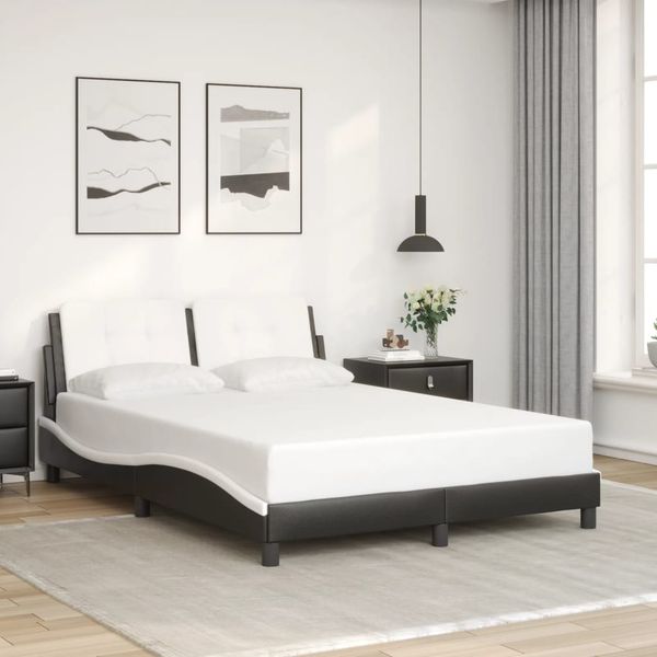 vidaXL Bettgestell ohne Matratze "Zadar" Schwarz und Weiß 120x200 cm Kunstleder 3208175