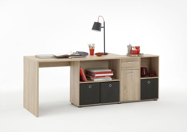 FMD Möbel - LEXO/LEX - Schreibtisch - melaminharzbeschichtete Spanplatte - Eiche Nb - 135,7 x 74,2 x 135,7cm Bild 2