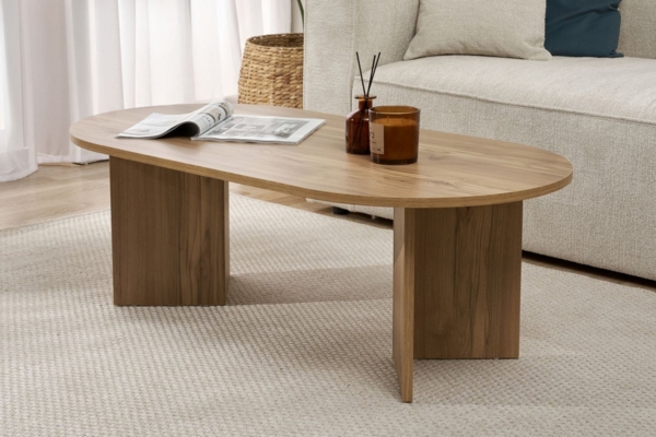 Stylish Oak Coffee Table, 119 x 60 x 40 cm | 100% Melamine Coated Particle Board, 18 mm Thick | Perfect for Modern Living Rooms & Cozy Spaces