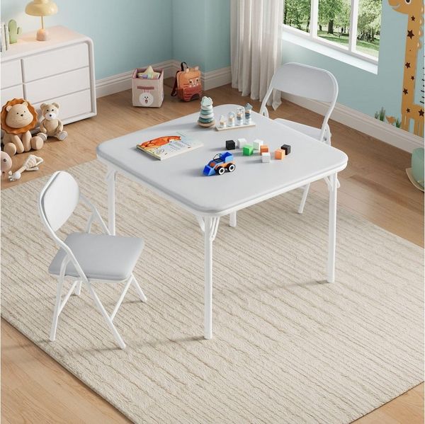 GarveeMore Kindertisch und Stuhlset klappbares 3-teiliges für Esszimmer,Kindertagesstätte, Kinderaktivitätstisch- und Stuhlset für Klassenzimmer