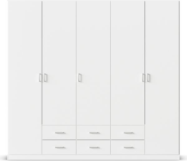 rauch Kleiderschrank, Drehtürenschrank GAMMA, 5-türig, 6 Schubkästen, Alpinweiß, 226 x 210 x 54 cm Bild 2