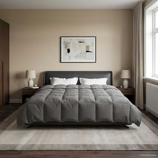 vidaXL Winterbettdecke Gepolstert Hellgrau 200 x 200 cm Mikrofaser 42026088