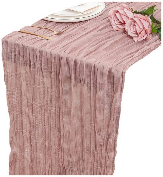 Zaewry Tischläufer Bali-Gaze mit Falten Tischdecke Bohemian Tabelle Flagge (1-tlg), 90x300 cm Romantische Tischdecke Dekoration