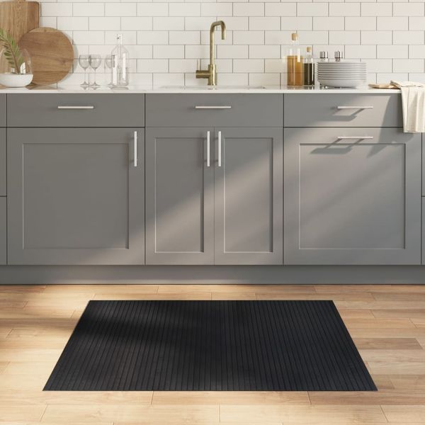 vidaXL Teppich Rechteckig Schwarz 80x100 cm Bambus 376768