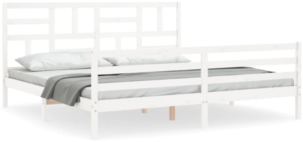vidaXL Massivholzbett mit Kopfteil Weiß 3194912