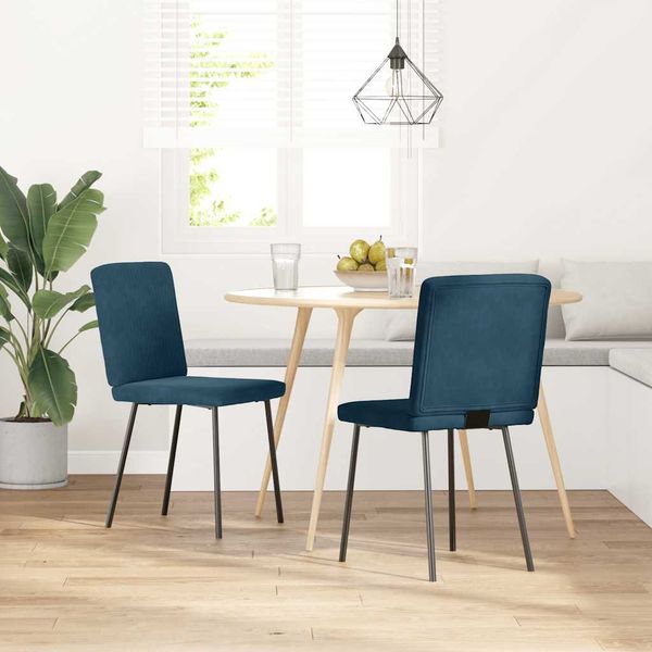 vidaXL Esszimmerstühle 2 Stk. Blau Samt 4101196