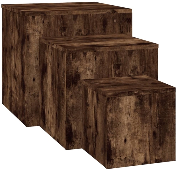 vidaXL Beistelltische 3 Stk. Räuchereiche Holzwerkstoff 815987