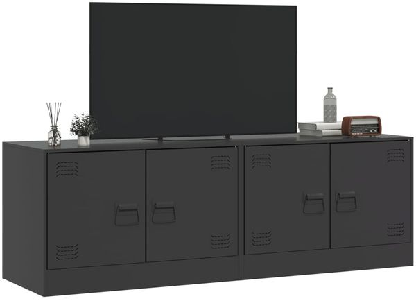vidaXL TV-Schränke 2 Stk. Schwarz 67x39x44 cm Stahl 841632 Bild 4