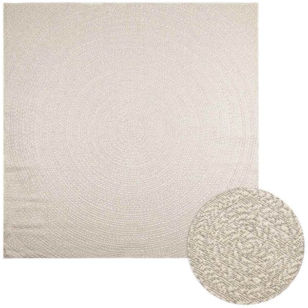 vidaXL Teppich ZIZUR Creme 240x240 cm Jute-Optik Indoor und Outdoor 4010382