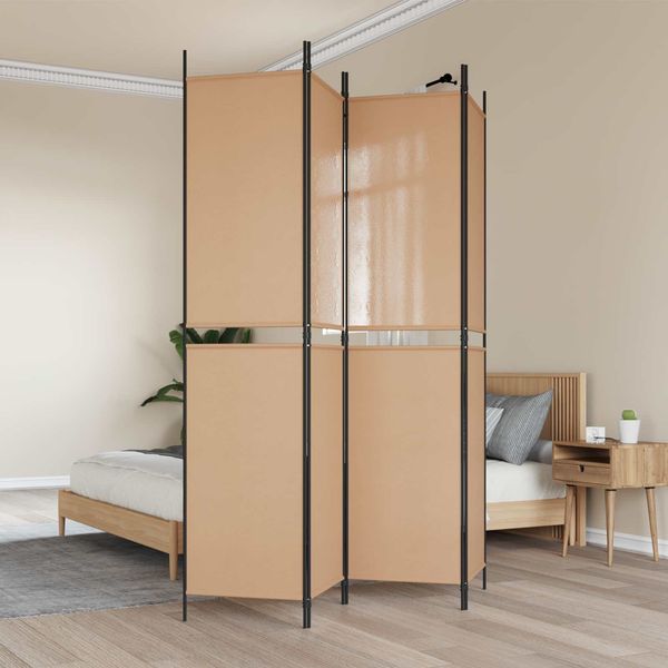 vidaXL 4-teiliger Raumteiler Beige 200 x 220 cm Stoff 42039224