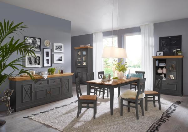 Sekretär 108x152cm "Zürich II" Kiefer massiv grau WZ-0133 Bild 5