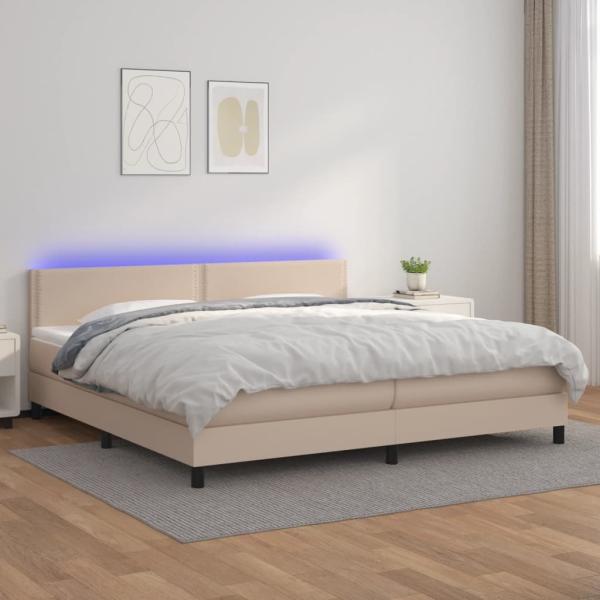 vidaXL Polsterbett mit Matratze & LED Cappuccino-Braun 200x200cm, Härtegrad: H2 [3134188]