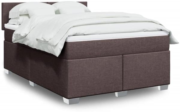 vidaXL Boxspringbett mit Matratze Dunkelbraun 160x200 cm Stoff 3288235